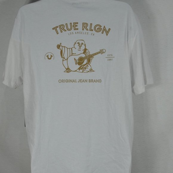 True Religion Men's T shirt XL Logo Crew neck  Short Sleeve white NWT - Picture 2 of 2